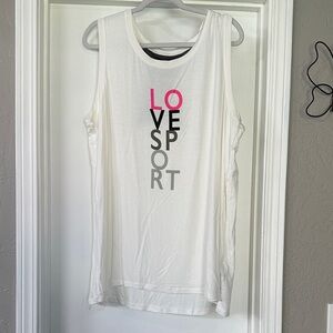 LuLaRoe Rise Strong  Tank Top with Pink and Gray Vertical 'LOVE SPORT'